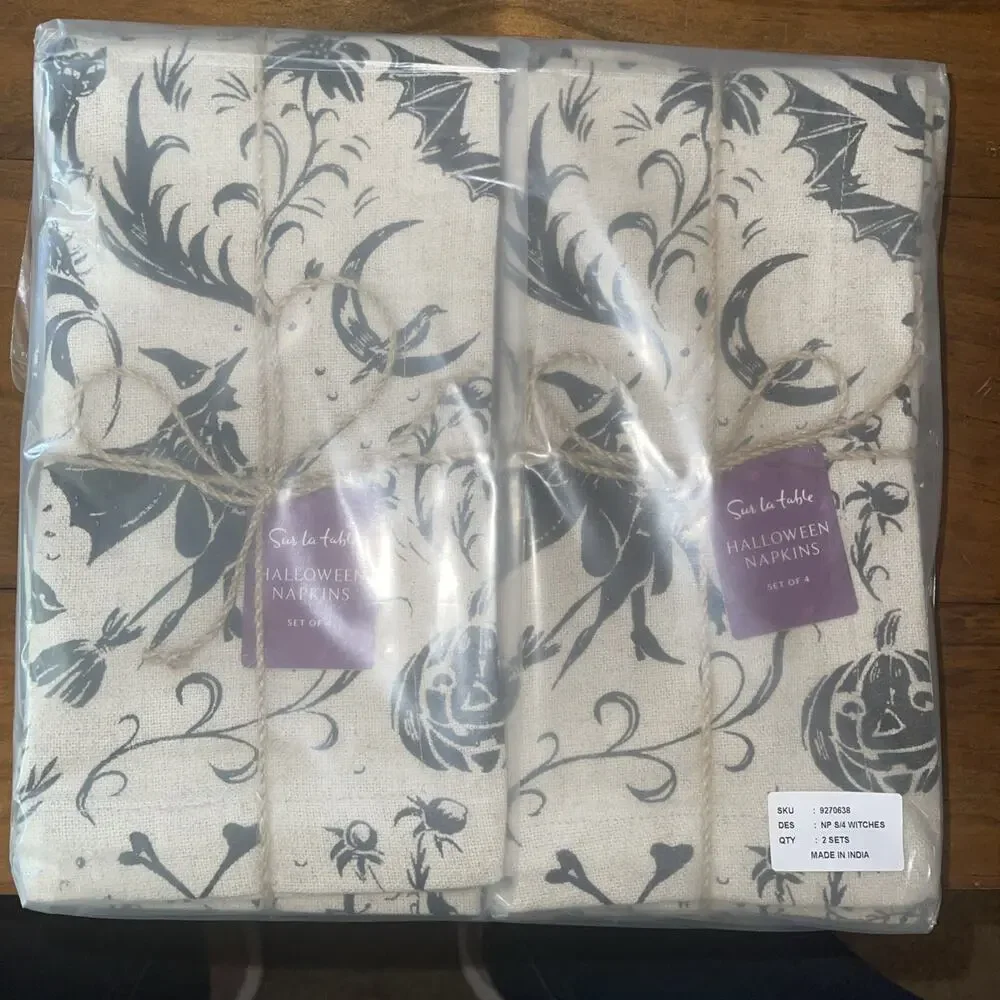 Sur La Table Halloween Napkins, Set of 8 NEW